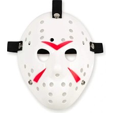 Fun And Market Buğz Beyaz Kırmızı Çizgili Tam Yüz Hokey Maskesi