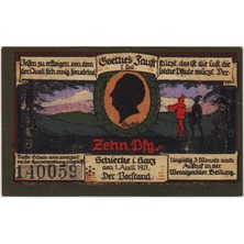 Banknoting Almanya 10 Pfennig 1921 Notgeld-Schierke Belediyesi. Çilaltı+