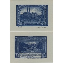 Banknoting Almanya 50 Pfennig 1921 Notgeld-Neuruppin Şehri. Çil.
