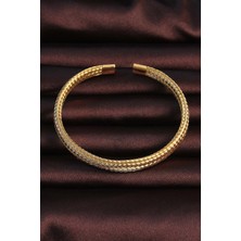 Fun And Market Buğz 316L Çelik Altın Renk Hasır Görünüm Erkek Bileklik - Buğz