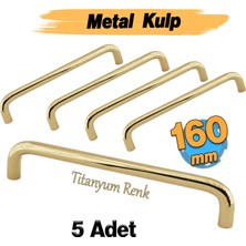 Badem10 Özen Metal (160 Mm-16 Cm) Titanyum Renk Kulp (5 Adet) Mobilya Mutfak Çekmece Dolap Kapak Kulbu Kulpu