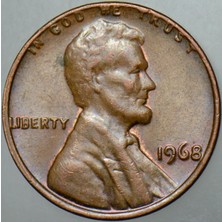 Banknoting Amerika 1 Cent 1968 Lıncoln Memorıal Cent. 19 mm