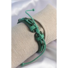 Fun And Market Buğz Yeşil Renk Deri Ipli Erkek Bileklik - Buğz