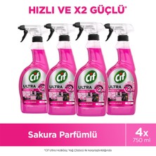 Cif Ultra Sprey Sakura Parfümlü Kir ve Yağ Sökücü 750 ml X4