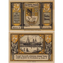 Banknoting Almanya 50 Pfennig 1922 Notgeld-Brake Şehri. Çil(-)