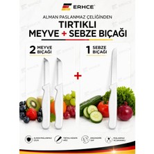 ERHCE 3'lü Solingen Bıçak Seti 2 Meyve Bıçağı + 1 Sebze Bıçağı Tırtıklı Bıçak