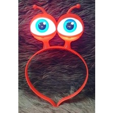 Fun And Market Buğz LED Işıklı &amp; Pilli Uzaylı Göz Parti Tacı Kırmızı Renk