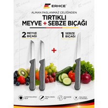 ERHCE 3'lü Bıçak Seti 2 Meyve Bıçağı + 1 Sebze Bıçağı Tırtıklı Bıçak