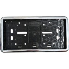 MidasTech Çerçeveli Dikdörtgen Plakalık Plaka Altlığı Krom Nikelajlı 32X17CM 1 Adet Nemere