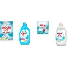 Aquabor Doğal Mineralli 4 kg Beyaz + Sıvı Renkliler + Tablet + Sıvı Beyaz 4 Lü Set