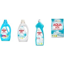 Aquabor Doğal Mineralli Sıvı Renkliler + Sıvı Beyaz + Elde Bulaşık + 4 kg Beyaz 4 Lü Set