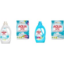 Aquabor Doğal Mineralli Sıvı Beyaz  + 4 kg Renkliler + Sıvı Renkliler + 4 kg Beyaz 4 Lü Set