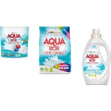 Aquabor Doğal Mineralli Tablet + 4 kg Renkliler + Sıvı Beyaz  3 Lü Set