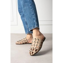 Shoetek Livya Kadın Terlik Pimli Bej Süet