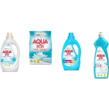 Aquabor Doğal Mineralli Sıvı Beyaz + 4 kg Beyaz + Sıvı Renkliler + Elde Bulaşık 4 Lü Set