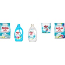 Aquabor Doğal Mineralli 4 kg Beyaz + Sıvı Renkliler + Sıvı Beyaz  + Tablet + 4 kg Renkliler 5 Li Set