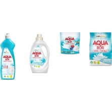 Aquabor Doğal Mineralli Elde Bulaşık + Sıvı Beyaz + Tablet + 4 kg Beyaz 4 Lü Set