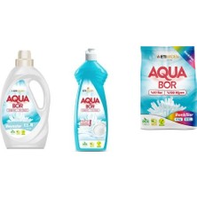 Eti Maden Aquabor Doğal Mineralli Sıvı Beyaz + Elde Bulaşık + 4 kg Renkliler 3 Lü Set