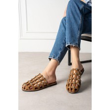 Shoetek Livya Kadın Terlik Pimli Taba Süet