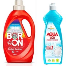 AQUABOR Doğal Mineralli Çamaşır Deterjanı Renkliler Için 26 Yıkama+ 1 Adet 650 ml Bulaşık Deterjanı