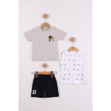 Joy Kids Erkek Çocuk 3 Parça Basic Takım (9-24AY) (Gri-Siyah)
