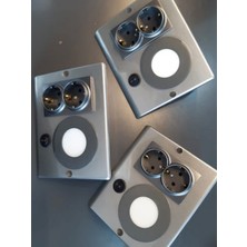 Bng Lıghtıng Tezgah Altı Priz ve LED Aydınlatmalı Beyaz Işık Siyah Kasa