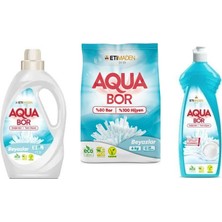 Aquabor Doğal Mineralli Sıvı Beyaz  + 4kg Beyaz + Bulaşık Set