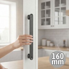 Badem10 Lüx Özen Metal Mat Skoç Füme Çekmece Kulp 160 mm Modern Dolap Kapak Kulpu Şık Dayanıklı Tasarım