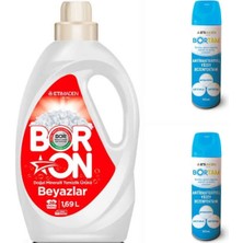 AQUABOR Doğal Sıvı Çamaşır Deterjanı Boron Beyazlar Için 26 Yıkama + Bortam Dezenfektan 2 ADET*500 ml