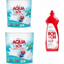 Eti Maden Aquabor Doğal Mineralli 2 Paket Bulaşık Tableti 30*2 Kapsül+1 Adet Boron Elde Bulaşık Yıkama