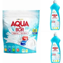 AQUABOR Doğal Mineralli Bulaşık Tableti 30 Adet Kapsül+2 Adet Bulaşık Elde Yıkama Deterjanı