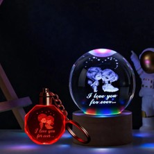 Fun And Market Buğz Sevgililer Temalı Işıklı Cam Küre ve Işıklı Kristal Anahtarlık Hediye Seti