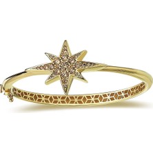 Cebeci Kuyumcu Cebeci 14 Ayar Yıldız Taşlı Altın Kelepçe Bilezik