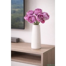 Yapay Çiçek Sitesi Yapay Incili Ipek Gül Demeti 6 Dal Lila