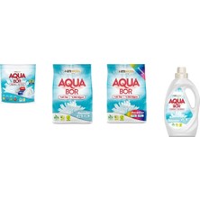 Aquabor Doğal Mineralli Tablet + 4 kg Beyaz + 4 kg Renkliler + Sıvı Beyaz  4 Lü Set