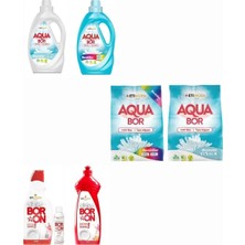 Doğal Mineralli Çamaşır Deterjanı Aquabor Renkli ve Beyazlar Için 146 Yıkama+ Bulaşık Deterjanı