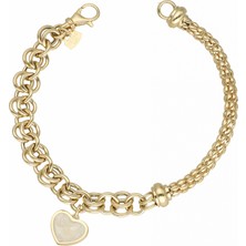 Cebeci Kuyumcu Cebeci 14 Ayar Sedefli Kalp Taşlı Altın Bileklik