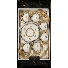 Ogeda Home Mien Mona 6 Kişilik Porselen Kahve Fincan Takımı – Gold Detaylı Fincan Takımı