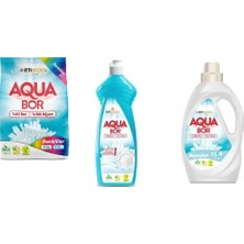 Aquabor Doğal Mineralli 4 kg Renkliler + Elde Bulaşık + Sıvı Beyaz 3 Lü Set