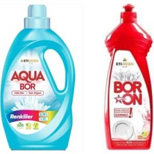 Aquabor Doğal Sıvı Çamaşır Deterjanı Renkliler Için 33 Yıkama+Bulaşık Deterjanı 820 ml Tm