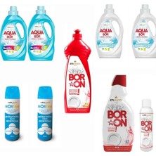 Aquabor Sıvı Deterjanı Renkli ve Beyazlar Için 132 Yıkama+ Bulaşık Deterjanı + 2 Adet Dezenfektan