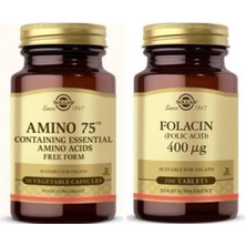 Solgar Amino 75 (Essential Amino) 30 Kapsül+ Folic Acid 400 Mcg 100 Tablet