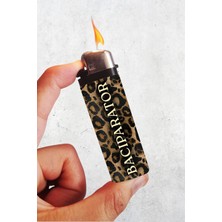 Huggy Craft Bacıparator Auro Kadın Leopar Kaplamalı Klasik Çakmak, Tekrar Doldurulabilir