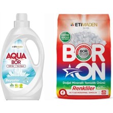 AQUABOR Etimaden Sıvı Çamaşır Deterjanı Beyazlar Için 33 Yıkama + Boron Toz 4 kg Renkliler Için 26 Yıkama Tm