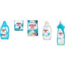 Aquabor Doğal Mineralli Sıvı Renkliler + Tablet + 4 kg Renkliler + Sıvı Beyaz + Elde Bulaşık 5 Li Set