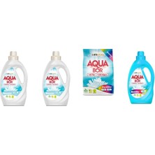 Aquabor Doğal Mineralli Sıvı Beyaz  + Sıvı Beyaz + 4 kg Renkliler + Sıvı Renkliler 4 Lü Set