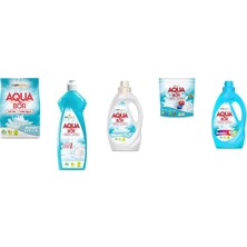 Aquabor Doğal Mineralli 4 kg Beyaz + Elde Bulaşık + Sıvı Beyaz  + Tablet + Sıvı Renkliler 5 Li Set