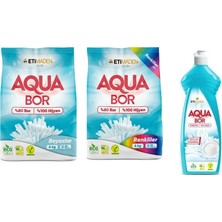 Aquabor Doğal Mineralli 4kg Beyaz + 4kg Renkliler + Bulaşık Set