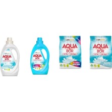 Aquabor Doğal Mineralli Sıvı Beyaz + Sıvı Renkliler + 4 kg Renkliler + 4 kg Beyaz 4 Lü Set