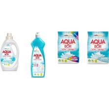 Aquabor Doğal Mineralli Sıvı Beyaz  + Elde Bulaşık + 4 kg Renkliler + 4 kg Beyaz 4 Lü Set